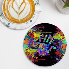 Crazy Multicolored Each Other Running Splashes Hand 1 Uv Print Round Tile Coaster