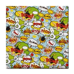 Comic Pow Bamm Boom Poof Wtf Pattern 1 Tile Coaster by EDDArt