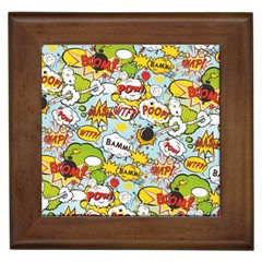 Comic Pow Bamm Boom Poof Wtf Pattern 1 Framed Tile by EDDArt