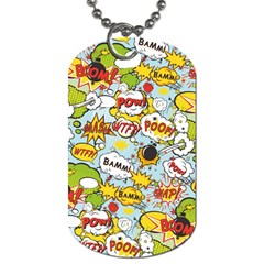 Comic Pow Bamm Boom Poof Wtf Pattern 1 Dog Tag (one Side) by EDDArt