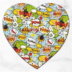 Comic Pow Bamm Boom Poof Wtf Pattern 1 Jigsaw Puzzle (heart) by EDDArt