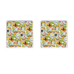 Comic Pow Bamm Boom Poof Wtf Pattern 1 Cufflinks (square) by EDDArt