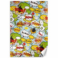 Comic Pow Bamm Boom Poof Wtf Pattern 1 Canvas 24  X 36  by EDDArt