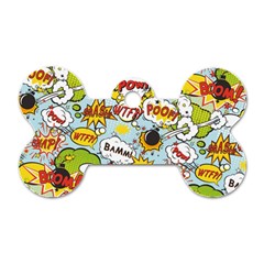 Comic Pow Bamm Boom Poof Wtf Pattern 1 Dog Tag Bone (one Side) by EDDArt