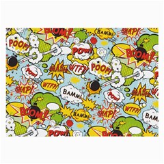 Comic Pow Bamm Boom Poof Wtf Pattern 1 Large Glasses Cloth (2 Sides) by EDDArt