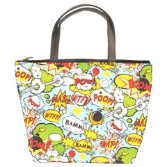 Comic Pow Bamm Boom Poof Wtf Pattern 1 Bucket Bag by EDDArt