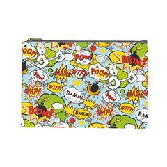 Comic Pow Bamm Boom Poof Wtf Pattern 1 Cosmetic Bag (large) by EDDArt