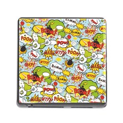 Comic Pow Bamm Boom Poof Wtf Pattern 1 Memory Card Reader (square 5 Slot) by EDDArt