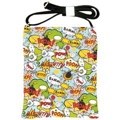 Comic Pow Bamm Boom Poof Wtf Pattern 1 Shoulder Sling Bag by EDDArt