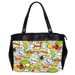 Comic Pow Bamm Boom Poof Wtf Pattern 1 Oversize Office Handbag (2 Sides) by EDDArt