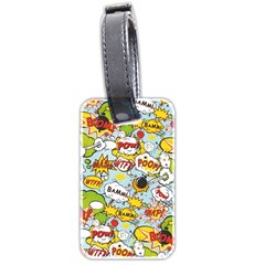 Comic Pow Bamm Boom Poof Wtf Pattern 1 Luggage Tag (two Sides) by EDDArt