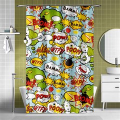 Comic Pow Bamm Boom Poof Wtf Pattern 1 Shower Curtain 48  X 72  (small)  by EDDArt