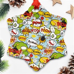 Comic Pow Bamm Boom Poof Wtf Pattern 1 Ornament (snowflake)