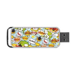 Comic Pow Bamm Boom Poof Wtf Pattern 1 Portable Usb Flash (one Side) by EDDArt