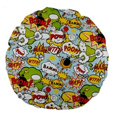 Comic Pow Bamm Boom Poof Wtf Pattern 1 Large 18  Premium Round Cushions by EDDArt