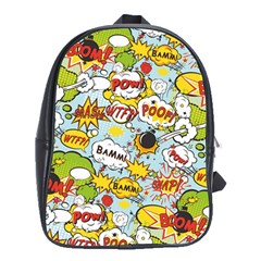 Comic Pow Bamm Boom Poof Wtf Pattern 1 School Bag (xl) by EDDArt