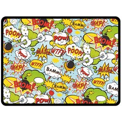 Comic Pow Bamm Boom Poof Wtf Pattern 1 Double Sided Fleece Blanket (large)  by EDDArt