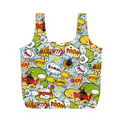 Comic Pow Bamm Boom Poof Wtf Pattern 1 Full Print Recycle Bag (m) by EDDArt