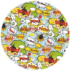 Comic Pow Bamm Boom Poof Wtf Pattern 1 Wooden Bottle Opener (round) by EDDArt