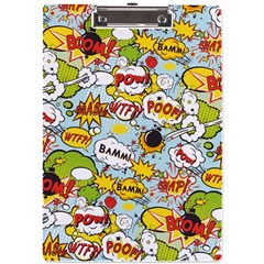 Comic Pow Bamm Boom Poof Wtf Pattern 1 A4 Clipboard by EDDArt