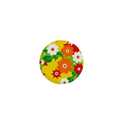 Flower Power Wallpaper Green Yellow Orange Red 1  Mini Magnets by EDDArt