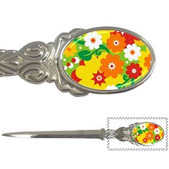 Flower Power Wallpaper Green Yellow Orange Red Letter Opener by EDDArt