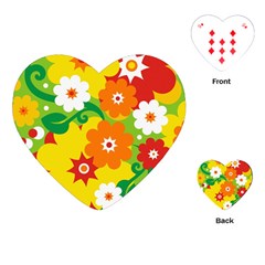 Flower Power Wallpaper Green Yellow Orange Red Playing Cards Single Design (heart)