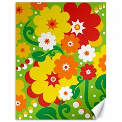 Flower Power Wallpaper Green Yellow Orange Red Canvas 18  X 24  by EDDArt