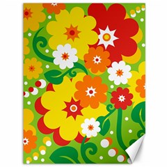 Flower Power Wallpaper Green Yellow Orange Red Canvas 36  X 48  by EDDArt