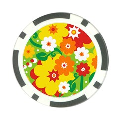 Flower Power Wallpaper Green Yellow Orange Red Poker Chip Card Guard (10 Pack) by EDDArt