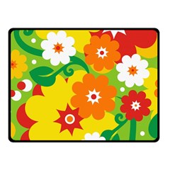 Flower Power Wallpaper Green Yellow Orange Red Fleece Blanket (small) by EDDArt