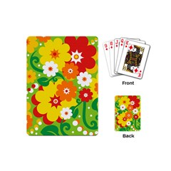 Flower Power Wallpaper Green Yellow Orange Red Playing Cards Single Design (mini)