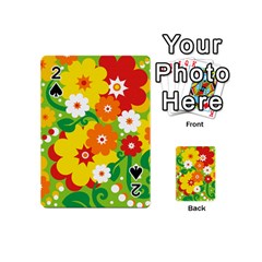 Flower Power Wallpaper Green Yellow Orange Red Playing Cards 54 Designs (mini)