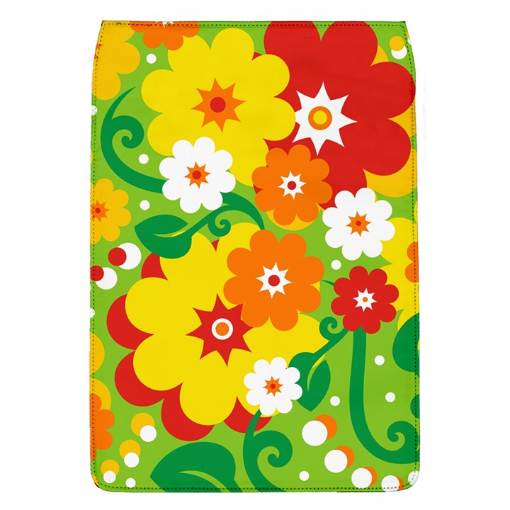 Flower Power Wallpaper Green Yellow Orange Red Removable Flap Cover (L)