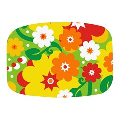 Flower Power Wallpaper Green Yellow Orange Red Mini Square Pill Box by EDDArt