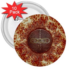 Chartres Double Infinity Antique Mandala 3  Buttons (10 Pack)  by EDDArt