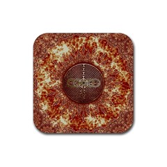 Chartres Double Infinity Antique Mandala Rubber Coaster (square) by EDDArt