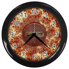 Chartres Double Infinity Antique Mandala Wall Clock (black) by EDDArt