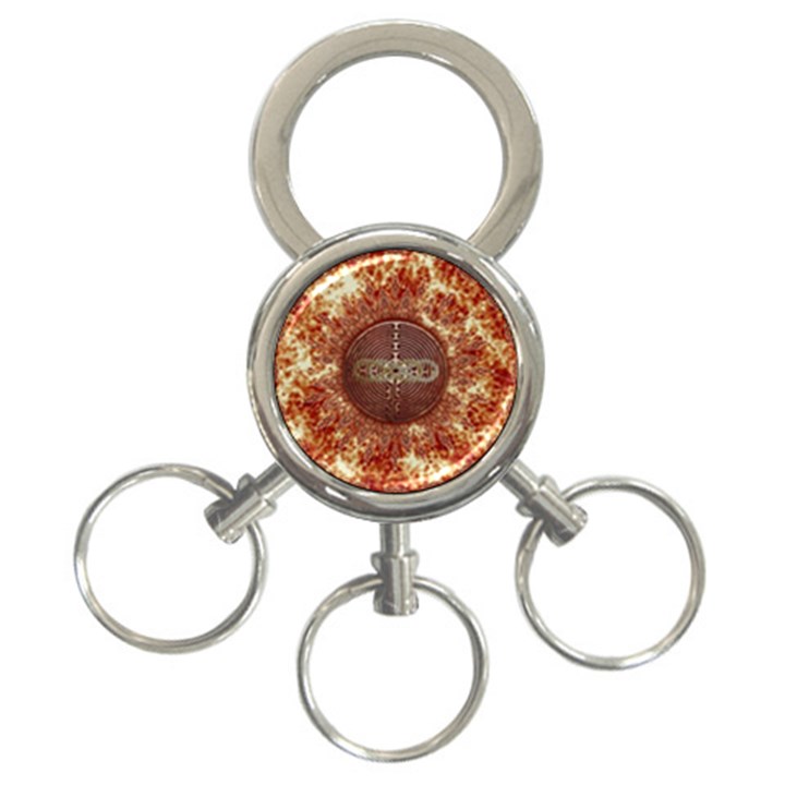 Chartres Double Infinity Antique Mandala 3-Ring Key Chain