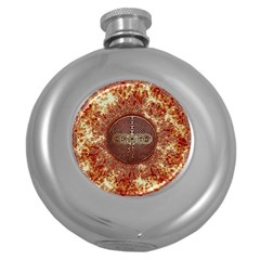 Chartres Double Infinity Antique Mandala Round Hip Flask (5 Oz) by EDDArt