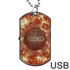 Chartres Double Infinity Antique Mandala Dog Tag Usb Flash (one Side) by EDDArt