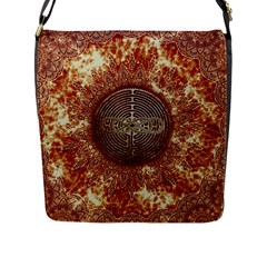 Chartres Double Infinity Antique Mandala Flap Closure Messenger Bag (l) by EDDArt