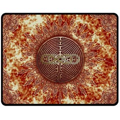 Chartres Double Infinity Antique Mandala Double Sided Fleece Blanket (medium)  by EDDArt