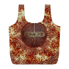 Chartres Double Infinity Antique Mandala Full Print Recycle Bag (l) by EDDArt