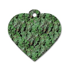 Botanic Camouflage Pattern Dog Tag Heart (two Sides) by dflcprintsclothing