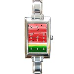 Painted watermelon pattern, fruit themed apparel Rectangle Italian Charm Watch Front