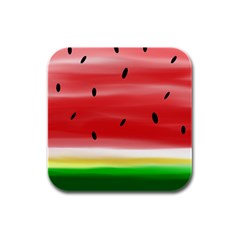 Painted Watermelon Pattern, Fruit Themed Apparel Rubber Square Coaster (4 Pack) by Casemiro