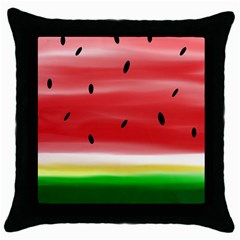 Painted Watermelon Pattern, Fruit Themed Apparel Throw Pillow Case (black) by Casemiro