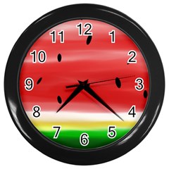 Painted Watermelon Pattern, Fruit Themed Apparel Wall Clock (black) by Casemiro