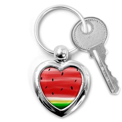 Painted Watermelon Pattern, Fruit Themed Apparel Key Chain (heart) by Casemiro